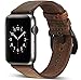 Watruer Compatible Apple Watch Band, 42mm 44mm Genuine Leather iwatch Strap Replacement Band with Stainless Metal Clasp for Apple Watch Series 4 & 3 & 2 & 1 Sport and Edition - Dark Brown