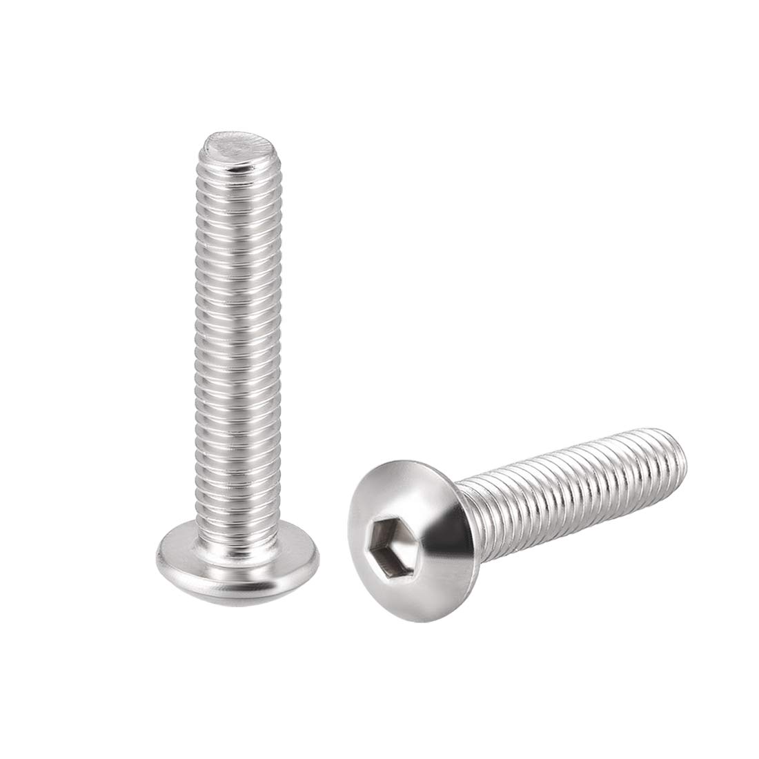 sourcing map M5x25mm Machine Screws Hex Socket Round Head Screw 304 Stainless Steel Fasteners Bolts 10pcs