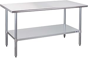 Profeeshaw Stainless Steel Prep Table NSF Commercial Work Table with Undershelf for Kitchen Restaurant 30×60 Inch
