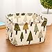 AccMart 1PCS Stationery Handicraft Foldable Storage Bins Basket Linen Fabric Canvas Storage Baskets Organizers for Shelves Baby Toys Makeup Books (Tree)