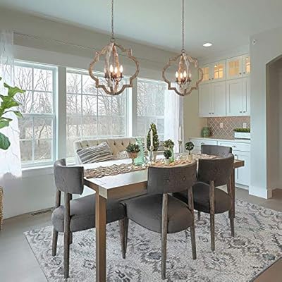 LOG BARN Large Farmhouse Chandelier Handmade Wood 4 Lights Fixtures Hanging for Dining, Bedrooms, Living Rooms and… 51pjsAFooyL