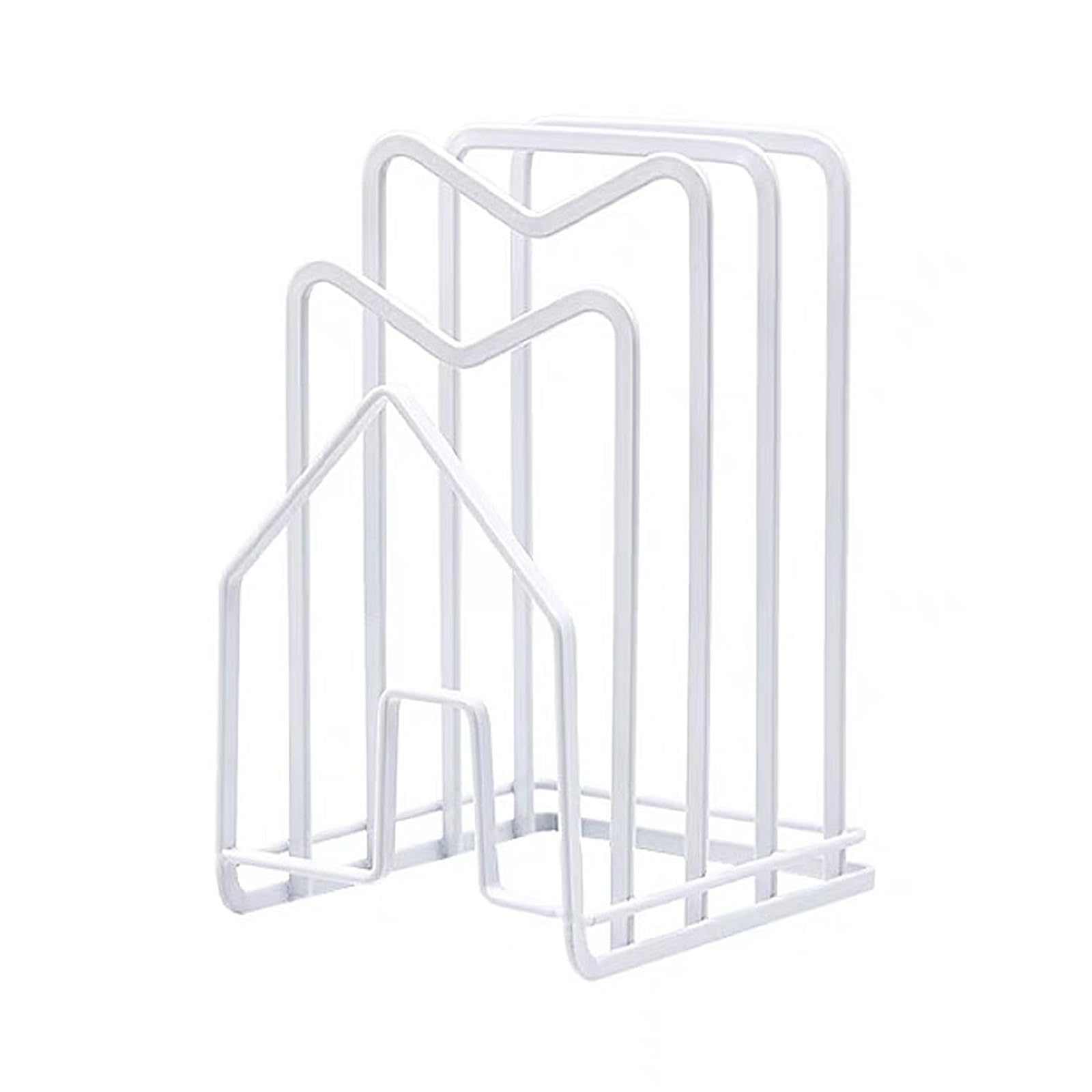 soulnioi Chopping Board Rack Pot Lid Holder Cutting Board Holder Kitchen Utensils Storage Countertop Organiser Holder for Pan Lids - White