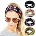 Hippih 4 Pack Women's Headbands Elastic Turban Head Wrap Floal Style Twisted Knotted Hair Band