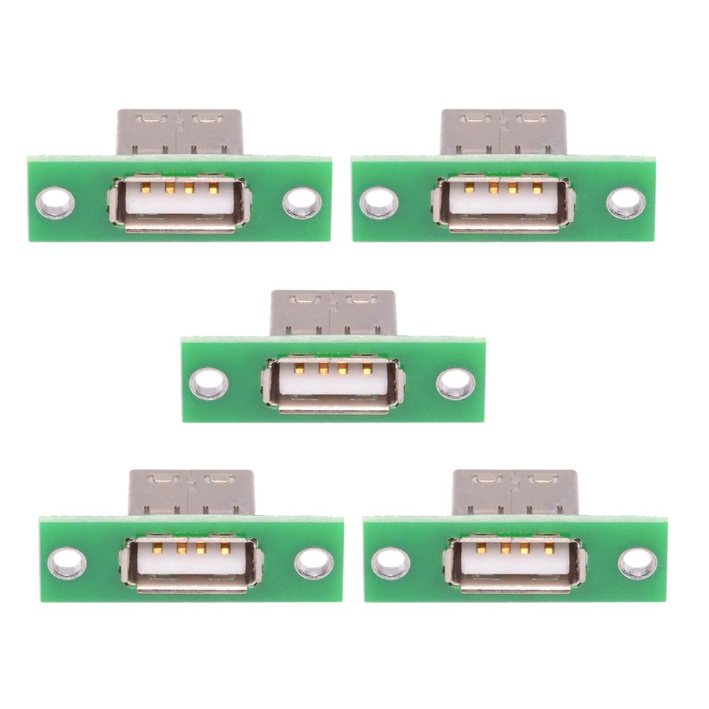NFHK 5pcs/Set DIY OEM USB Type-A Female Socket Connector with Panel Mount Solder Type