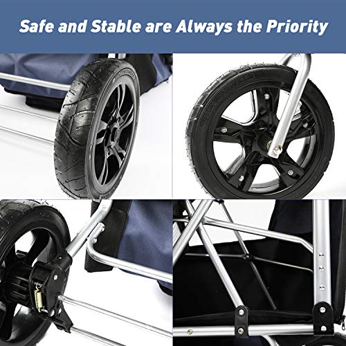 LAZY BUDDY 36" Foldable Dog Stroller, Upgrade Spacious Pet Carriage for