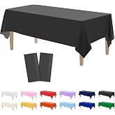 Kopokita 2 Pack Black Plastic Tablecloths Disposable 54 x 108 Inch | Rectangle Table Cloths, Party Table Covers for Birthday, Graduation, Back to School, Halloween Decorations