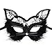 Venetian Masquerade Mask Women's Sexy Black Glitter Fancy Cat Lace Eye Mask (Black Cat Mask)