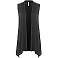 Design by Olivia Women's Sleeveless Open Front Draped Cardigan Vest Lightweight Cool Coat