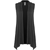 Design by Olivia Women's Sleeveless Open Front Draped Cardigan Vest Lightweight Cool Coat