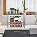 Auledio Metal Under Sink 2-Tier Expandable Shelf Organizer Rack, Adjustable Height and Position, 7 Removable Shelves - Expandable 18'' to 25''for Kitchen Bathroom Cabinets Storage, Chrome