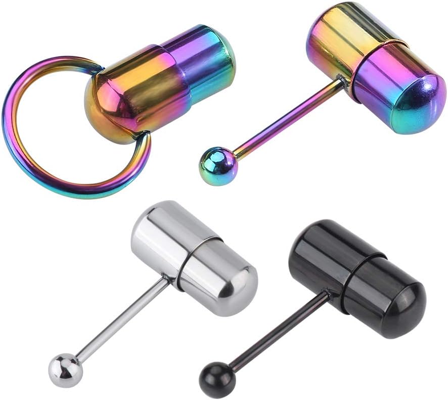 Tongue Ring, 2Types Vibrating Tongue/Belly Button Ring Stainless Steel Stud Body Piercing Jewelry (Green)