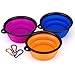 IDEGG Collapsible Silicone Dog Bowl, Set of 3, Food Grade Silicone, BPA Free, Foldable Expandable Cup Dish for Pet Raised Dog/Cat Food Water Feeding Travel camping Bowl (Set of 3, Blue+Orange+Purple)