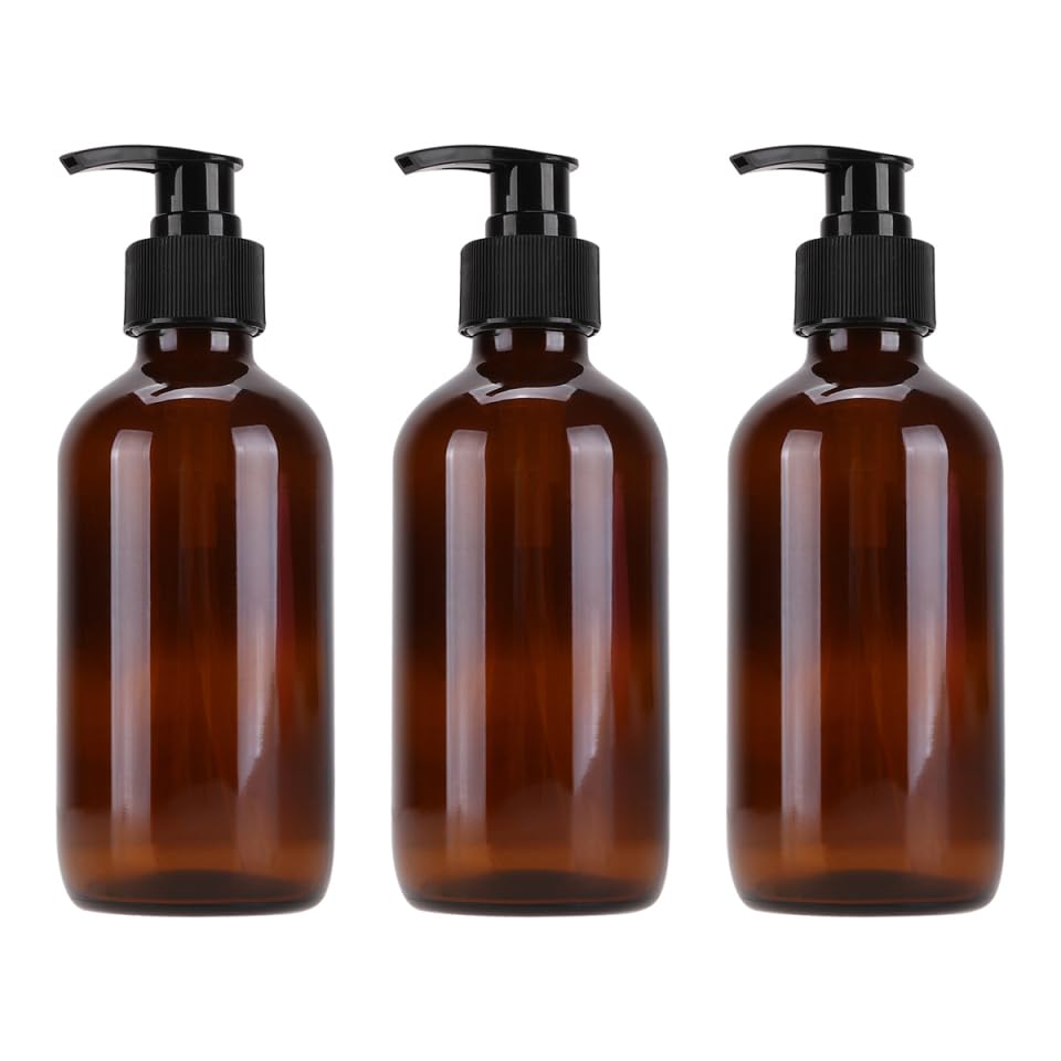 Zerodeko Travel Glass Cosmetics Bottles Set of 3 Refillable Empty Sub Bottles 8.45Oz Leakproof Emulsion Storage Holders for Shampoo Lotion and Essential Oils Home and Travel