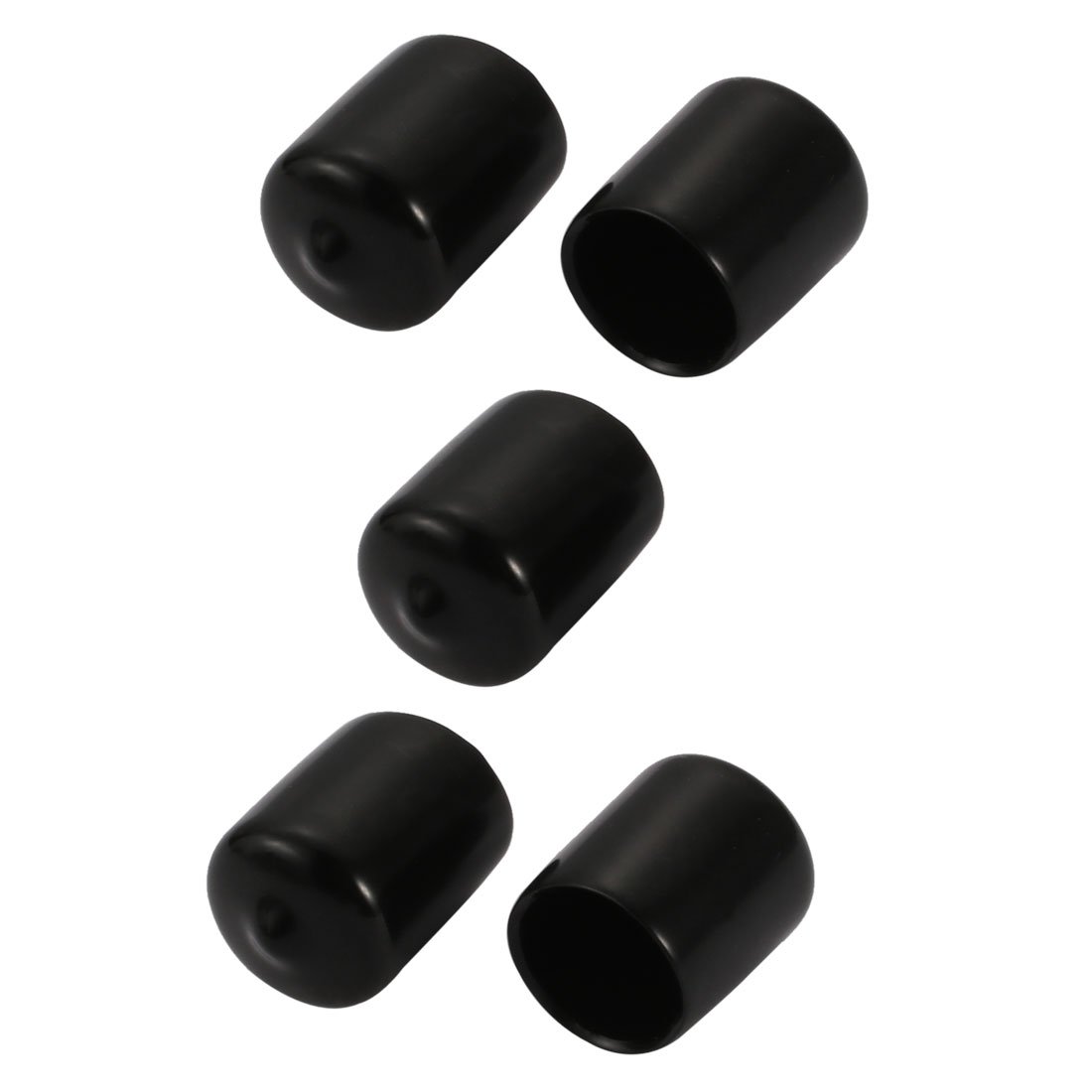 sourcingmap 5Pcs 19mm Inner Dia PVC Flexible Vinyl End Cap Screw Thread Protector Black