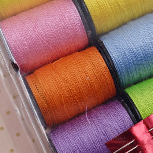 Qlychee Assorted 12 Colors Sewing Thread Thin Yarn Quilting Thread 12 Spools 20 Yards - Thumbnail 2