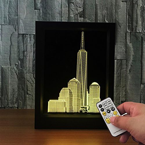 City Star Photo Frame 3D LED Illusion Lamp Stunning Visual Three-Dimensional Effect 7 Colors Changing Remote Control Table Desk Night Light Christmas Prank Kids Gifts
