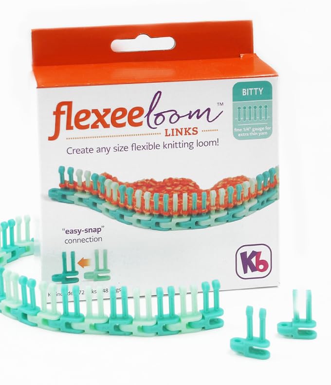 Authentic Knitting Board Flexee Loom Links Bitty, Fine Gauge, for Extra Thin Yarn, 72 Links, 148 pegs