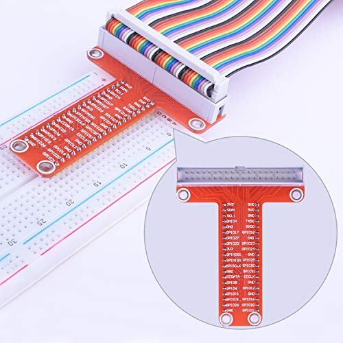 KINCREA Starter Kit for Raspberry Pi 3, Ultimate Project Kit with Solderless Breadboard, GPIO T Type Expansion Board, Ribbon Cable, On/Off Switch, Protective Case, Heat Sinks and HDMI Cable JK74