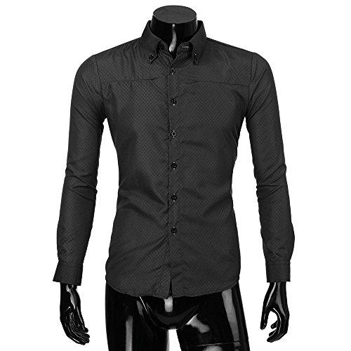 UJUNAOR-Camicia-a-Maniche-Lunghe-Scozzese-da-UomoSlim-FitStile-AziendaleSMLXL2XL3XL
