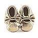 DELEBAO Infant Toddler Baby Soft Sole Tassel Bowknot Moccasinss Crib Shoes (6-12 Months, Gold)