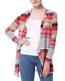 Mixfeer Women's Geometric Print Open Front Drape Knit Cardigan With Long Sleeve