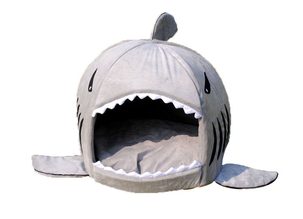 Grey Shark Bed For Small Cat Dog Cave Bed Removable Cushionwaterproof Bottom .. 9 51pk2E33rML