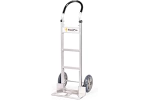 HaulPro Heavy Duty Hand Truck with Horizontal Loop Handle - Aluminum Dolly Cart for Moving - 500 Pound Capacity - 10" Rubber Wheels - 50.25" H x 17.5" W with 17.75" x 9" Die Cast Nose Plate