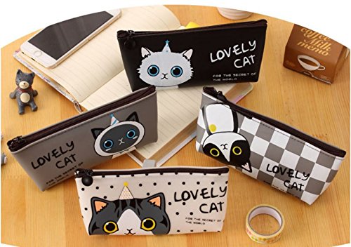 ZICOME Set of 4 Adoarable Cat Style Memories Pastorable Pencil Case Coin Makeup Bag Purse Case