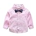 Baby Boy Shirt and Tie Sets Long Sleeve Woven Top+ Bowknot+ Shorts with Suspender Straps Outfits Pink