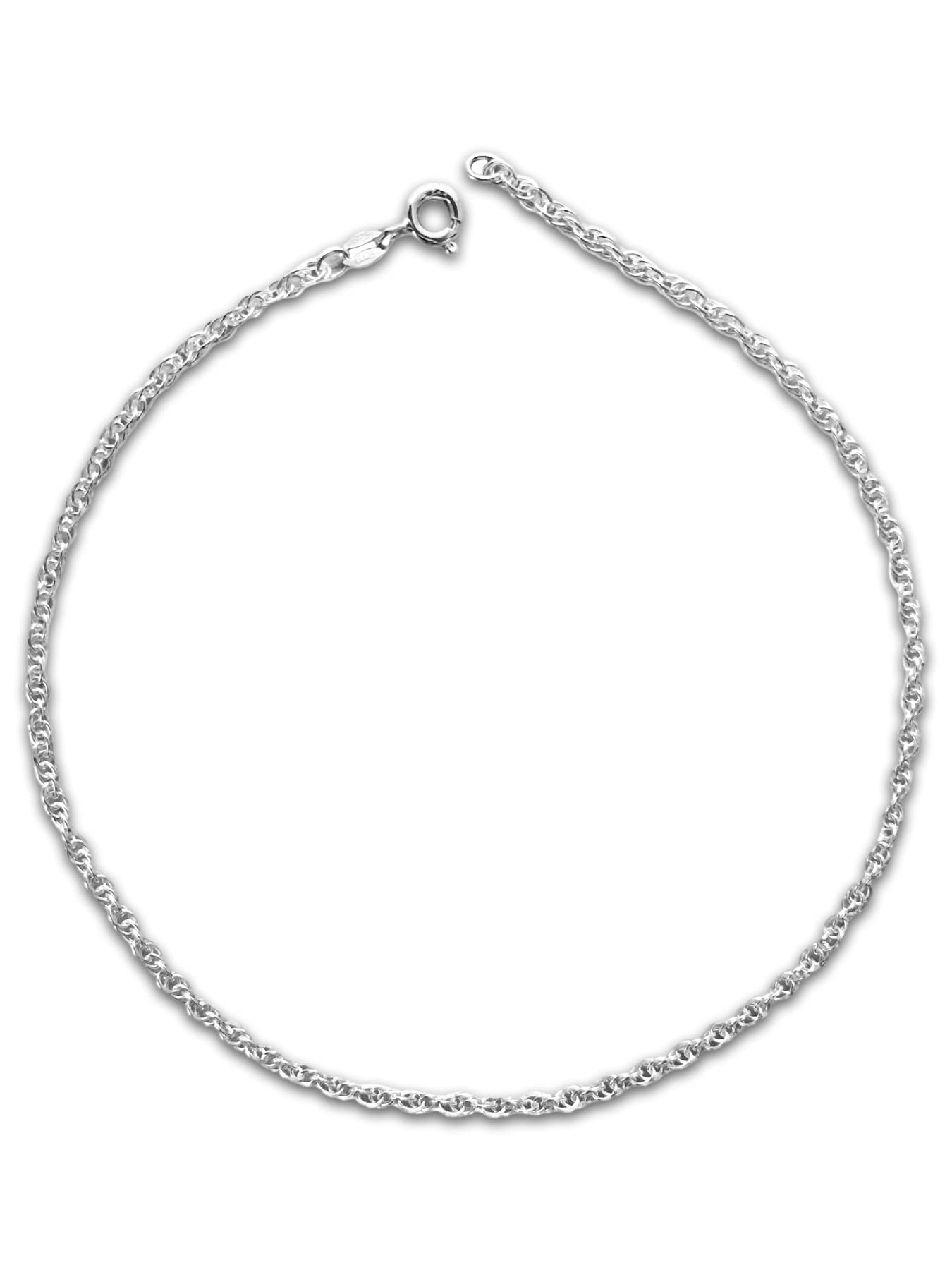 10.5 Inch Extra Large Thick Rope/Prince of Wales Sterling Silver Anklet/Ankle Bracelet/Ankle Chain - 925 Sterling Silver - 10.5" Inch / 27 cm - 2.4mm Wide - 3.0 Grams - Ideal for Clip-On Charms