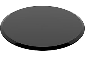 TANSOLE Tempered Glass Table Top Various Sizes Black Round Polished Edge Glass Table Top Multipurpose Countertop for Home Office Bar (Black-2/5 Thick Beveled, 28 inch)