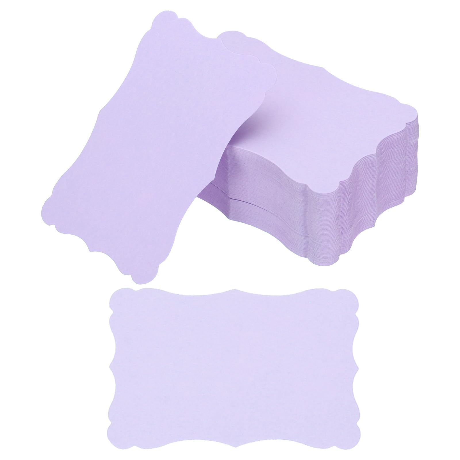 PATIKIL 3.7"x2.4" Blank Paper Business Cards, 120 Pack Small Index Flash Cards Words Message Note Card Mini Paper Tags Lace for DIY Gift, Light Purple