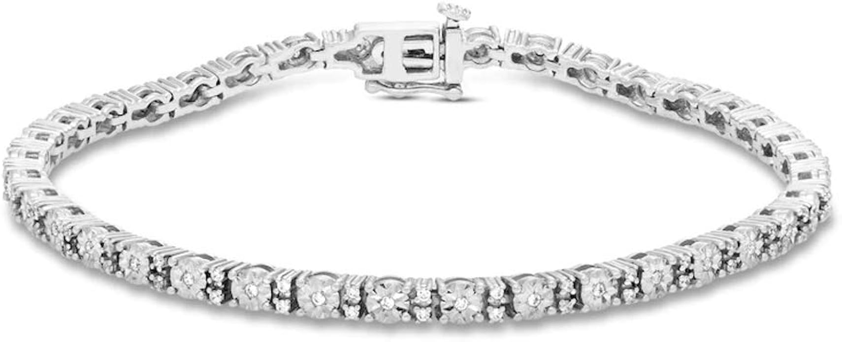 Silvercartvila D/VVS1 Clear Diamond Women's Tennis Bracelet