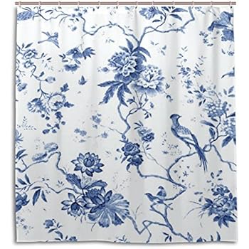 Society6 Powder Blue Chinoiserie Toile Shower Curtain 71 By 74