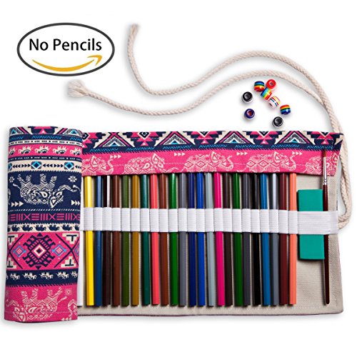 Artify 48 Colored Pencil Roll Up Canvas Wrap Pouch Holder Case Anti