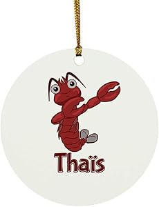Weezag THAÏS Lobster Sea Food Christmas Ornaments Tree Decor Decorations, Custom Personalized with Your Name Xmas Ornament Sea Food Fishing Gifts, 9280