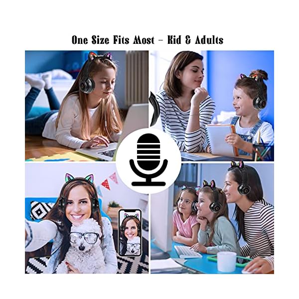 Kids-Headphones-Wireless-Light-Up-Cat-Ear-Bluetooth-Headphones-Over-Ear-Childrens-Foldable-Headphones-wMicrophone-for-Amazon-Fire-TabletLaptopiPad-Black JYPS Kids Headphones Wireless Light Up Cat Ear Bluetooth Headphones Over Ear Childrens Foldable Headphones w/Microphone…