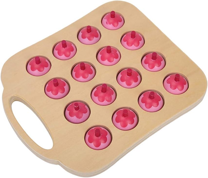 Zerodis Memory Matching Chess Toy, Wooden Pairing Puzzle Game Playset, 6 Big Patterned Cards, Pink, Ages 3-6 - Image 3
