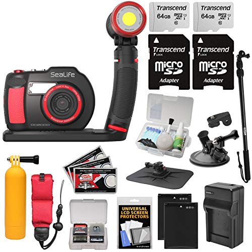 SeaLife DC2000 HD Underwater Digital Camera with Sea Dragon 2500 LED Light Set + 2 64GB Cards + Batteries & Charger + Monopod + Suction Cup + Buoy Kit