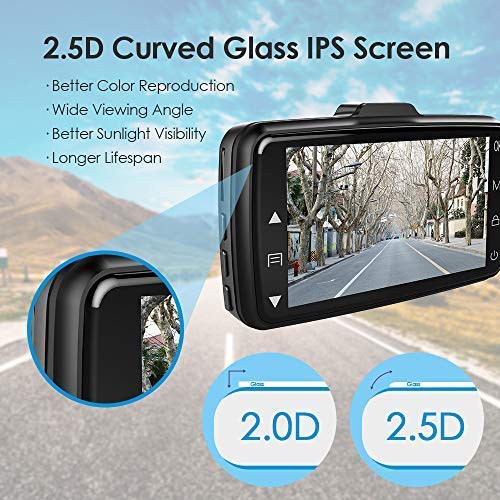 AZDOME Mini Dash Cam 3 inch 2.5D IPS Screen Dashboard Car Camera 1080P FHD Driving Recorder with 170° Wide Angle, G Sensor, Parking Monitor, Loop Recording, Motion Detection