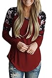 AlvaQ Womens Fall Long Sleeve Shirts Blouses Juniors Fashion 2017 Plus Size Loose Tops Work Red XXL