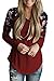 AlvaQ Womens Fall Long Sleeve Shirts Blouses Juniors Fashion 2017 Plus Size Loose Tops Work Red XXL