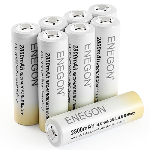 ENEGON AA Rechargeable Batteries 8 Pack, 2800mAh 1.2V Ni-MH High Capacity AA Batteries with Storage Case, Long Lasting & Eco-Friendly for Household Devices