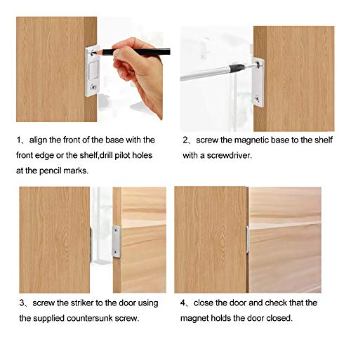 Mousike Magnetic Door Catch Ultra Thin Cabinet Magnets Stainless Steel Drawer Magnet Catch for Sliding Door Closure Kitchen Cabinet Cupboard Closet Closer (8 Pack)
