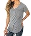 MONOLAR Women's Casual V-Neck Short Sleeve High Low Hem Tshirt with Front Pocket