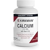 Kirkman Calcium 200 mg with Vitamin D3, Hypoallergenic, 120 Veg Capsules | Superior Absorption Bisglycinate Amino Acid Chelate &amp; Vitamin D3 for Bone, Heart, Nerve &amp; Muscle Support &amp; Gluten Free