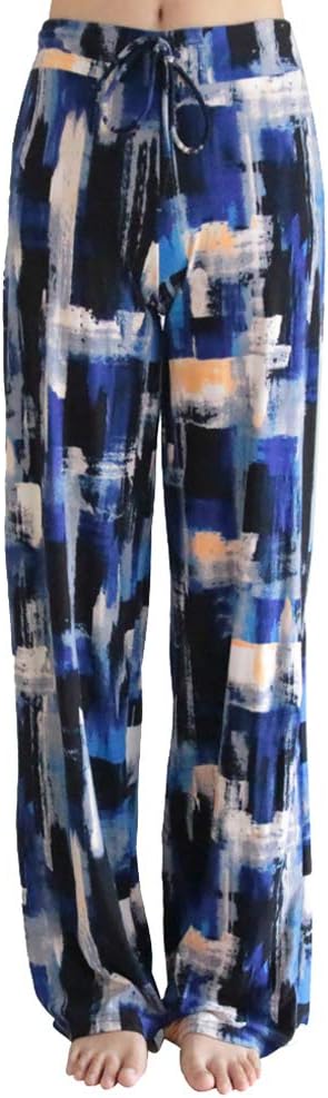 Buttery Soft Pajama Pants for Women – Floral Print Drawstring Casual Palazzo Lounge Pants Wide Leg for All Seasons