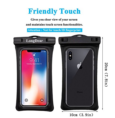 Universal Floating Waterproof Case,Cell Phone Pouch Dry Bag up to 6.3inch (Black 2Pack) - Thumbnail 2