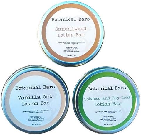 Men's Lotion Bar Set - 3 Lotion Bars 1oz Each - Leather, Vanilla Oak, and Cedar and Saffron Scents