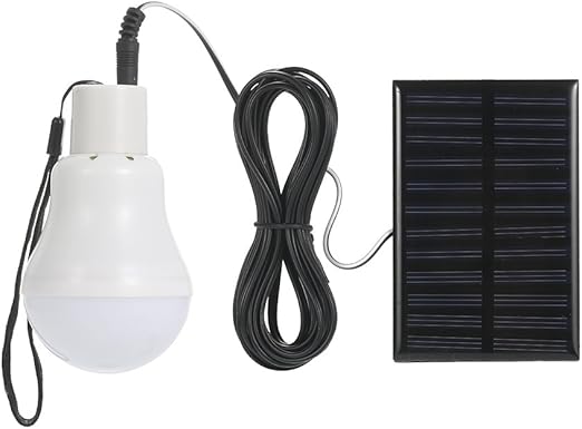 Ritioner Bombilla solar LED, luz exterior con panel solar 800 mAh IP44 bombillas LED impermeables para acampar senderismo, herramientas de ...